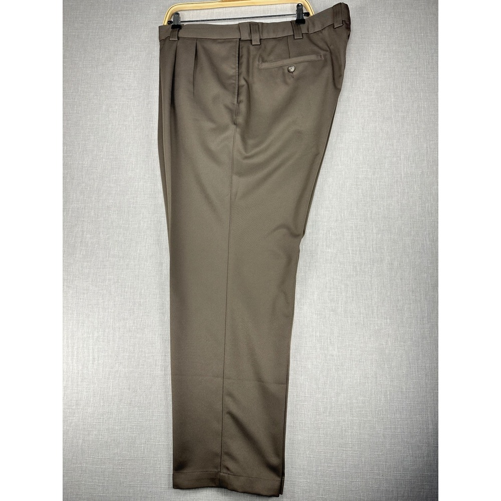 Oak Hill Dress Pants Mens 42x30 Taupe Brown Pleated Front Polyester Trousers - Picture 4 of 12